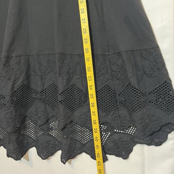 LOGO Lavish Lori Goldstein Women's Knit Dress Lace Hem Black Petite Medium New - Picture 7 of 11